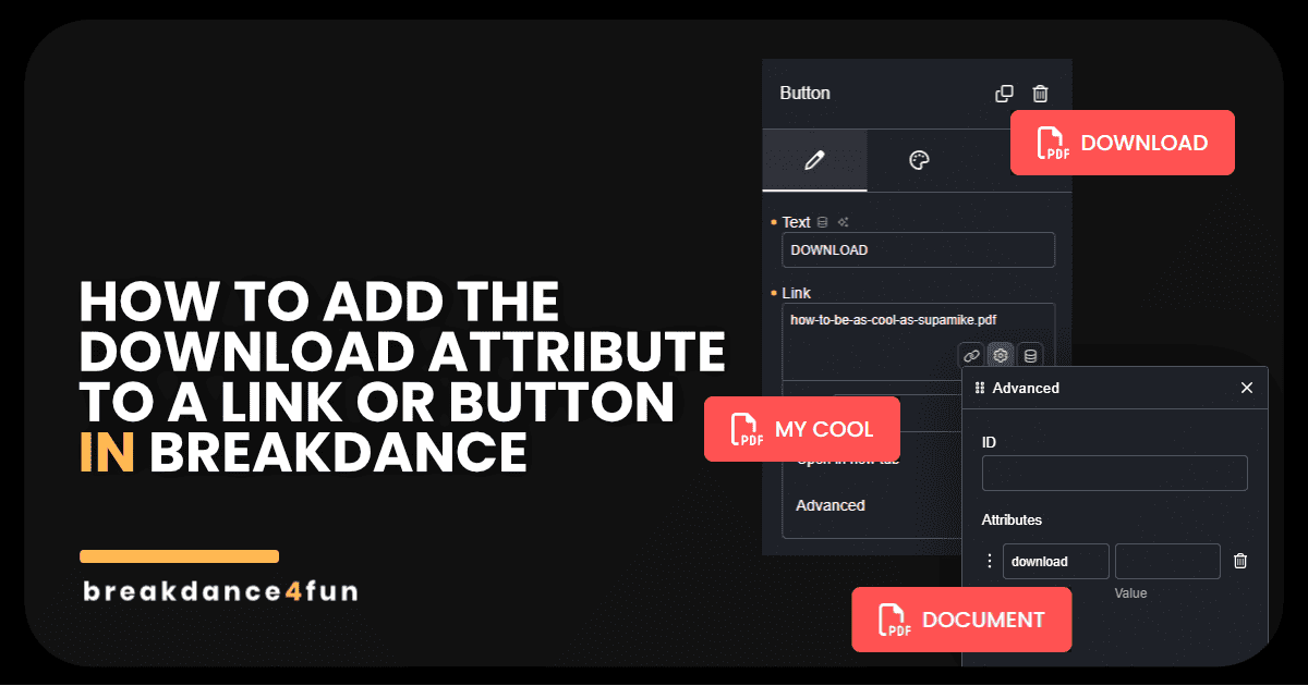 How to add the download attribute to a link or button